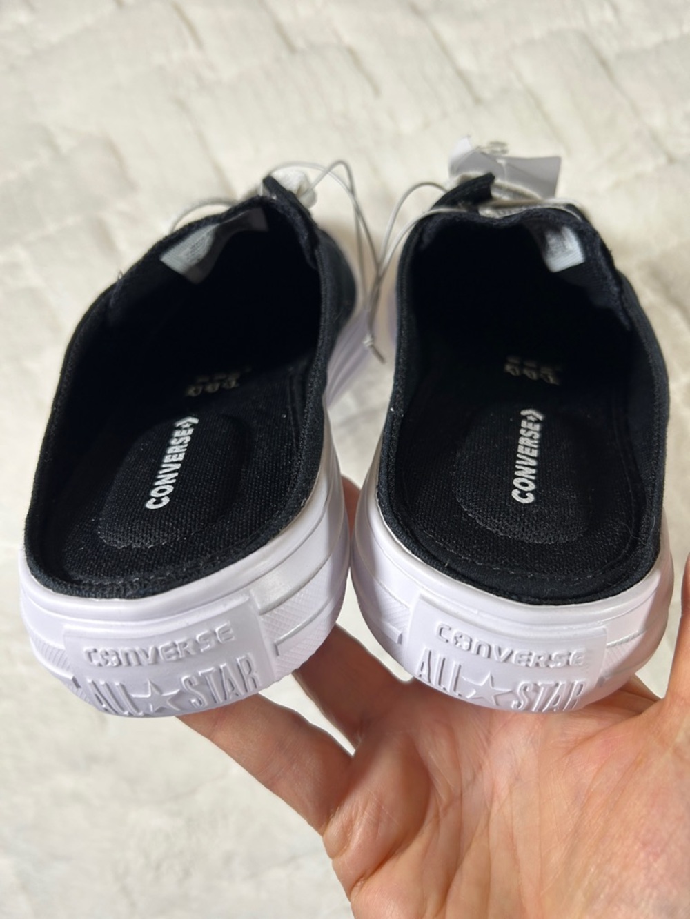 NWT Converse Black and White Canvas Slip-On Lace Sneakers size women’s 11 - Picture 2 of 7